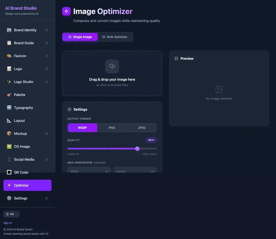 AI Brand Studio 브랜드 자산 플랫폼 full page